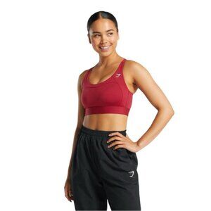 Gymshark‎ Sports Bra Women's Size Medium Dark Red Racer Back Padded Mesh